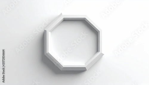 White 3D octagonal frame architectural element on white background.