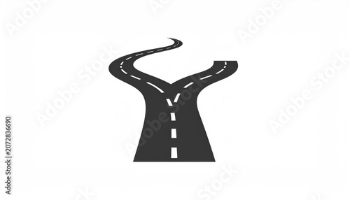 Winding road fork icon representing choice and career path.