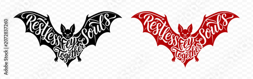 Photos Restless fey souls fly together bat typography design for halloween tshirt