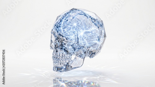 glass skull crystal skull blue skull glowing skull sculpture art decorative home decor unique gift skull decoration crystal art illuminated skull glass art modern decor