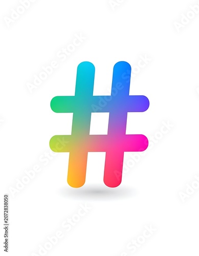 Rainbow colored hashtag symbol icon.