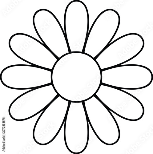 Simple daisy outline icon black and white floral graphic
