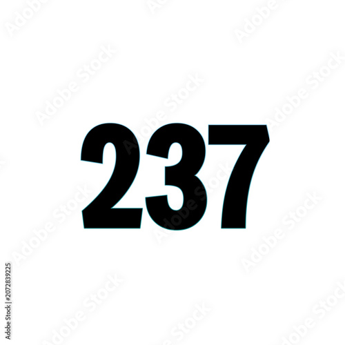 Fotografija Black number two hundred thirty seven isolated on white background