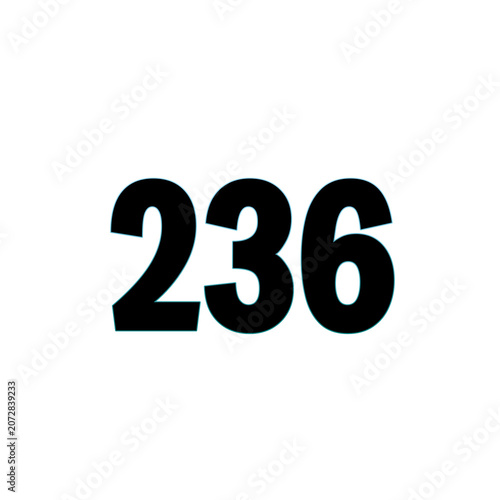 Εκτύπωση καμβά Black number two hundred thirty six isolated on white background