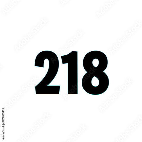 Bold number two hundred eighteen on plain white backdrop