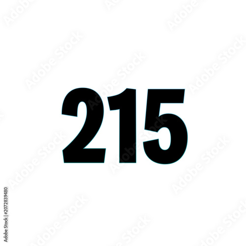 Number two hundred fifteen bold black text on white