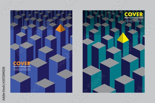 Quadro su tela Abstract vector background featuring isometric geometric blocks with a standout focal point, creating a strong visual hierarchy