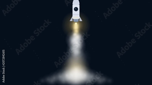 Dark  Rocket Launch Animation Seamless Loop