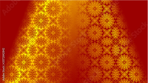 Luxury Mandala Ornament Background, Elegant Gold Red Festive Pattern
