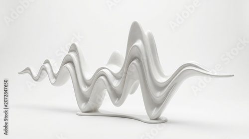 abstract sculpture white art modern wave curvy smooth plastic design minimalist decorative object studio light shiny dynamic shape contemporary artistic expression form space