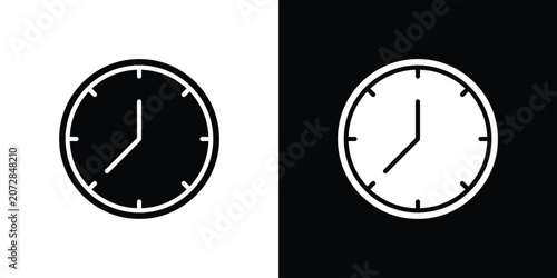 Tableau sur toile Clock seven icon silhouette pack. Flat symbols