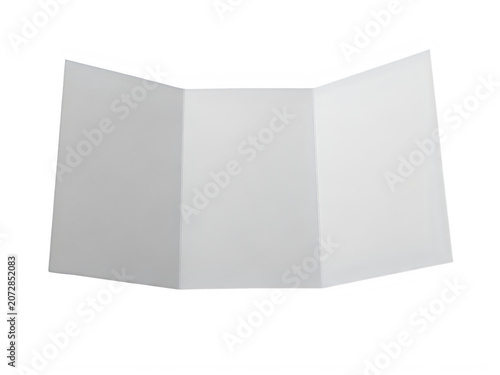 Folded blank paper with creases forming a three-panel display