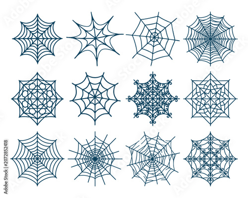 Spider Web Collection Vector Halloween Design Set