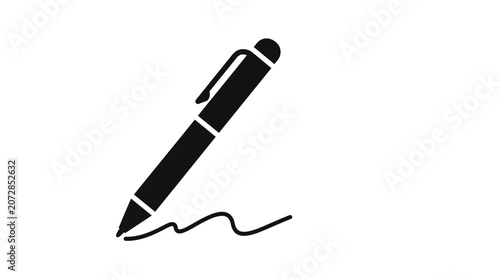 Black ballpoint pen icon for signature or writing on blank paper