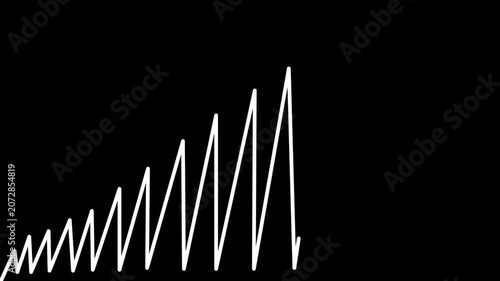 Increasing white line graph, business growth chart animation, financial data rising.