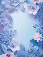background with paper art of flowers, blue and purple