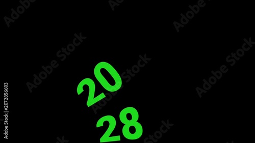 2028 year rotation animation, green typography design