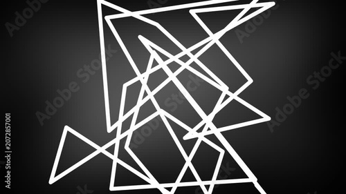 Chaotic white lines animation, abstract geometric web, complex line structure movement.