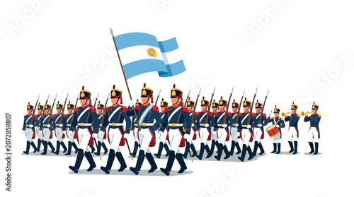 Fotografie Argentina Independents day Argentine army, military parade, blue uniforms, march