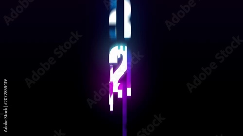 Bright glowing timer animation counting from 1 to 10 seconds. Countdown neon light effect.