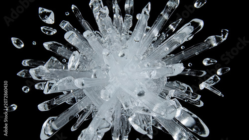 Crystal spike black background overlay abstract ice sculpture explosion modern ornament