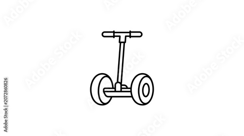 Self-balancing scooter icon, personal electric transport, minimalist line art.