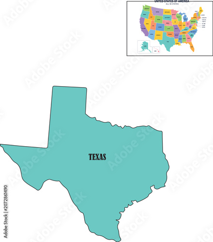 Texas State Map Vector Illustration