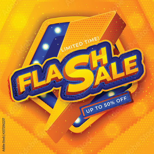 Flash Sale Promotion Banner Template with Special Discount Offer. Modern Flash Sale Social Media Banner for Online Shopping Promotion. Special Offer Discount Poster Template for Marketing Campaign