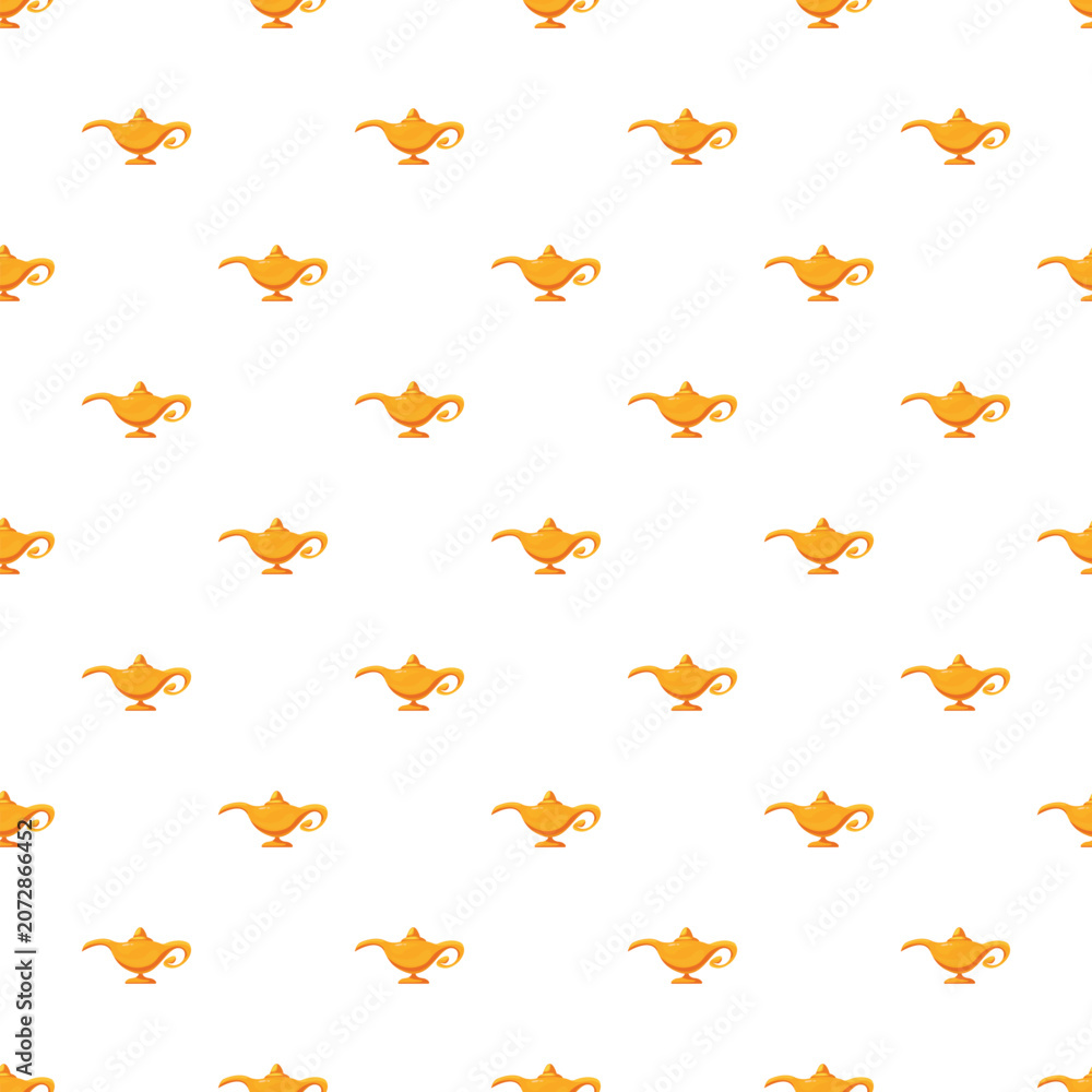Naklejka premium Golden wishing lamps creating a fantasy seamless pattern for design elements