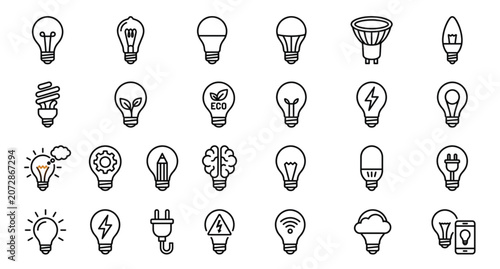 Obraz na płótnie Premium Light Bulb Outline Icons Vector Pack for Apps Websites and Interface Des