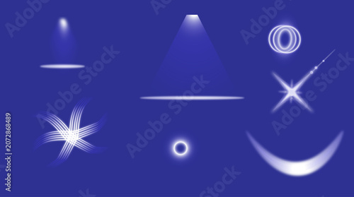 Abstract Glowing Light Effects on Blue Background