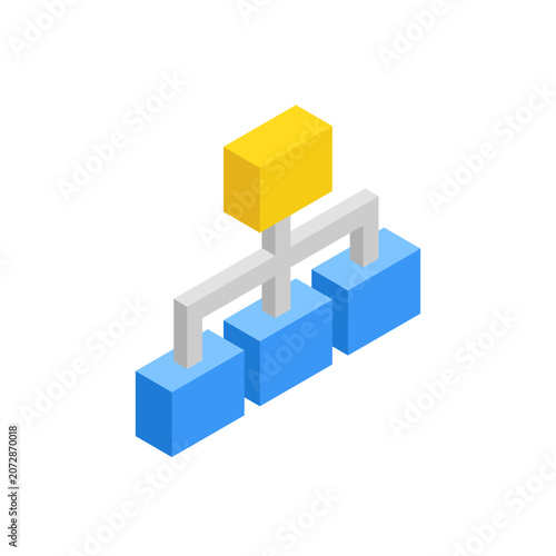 Hierarchy diagram, isometric icon. Organization structure and workflow management