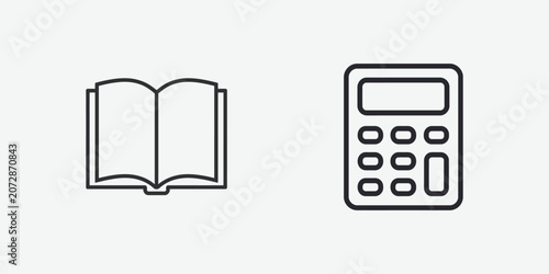 Open book and calculator icon pair Vector