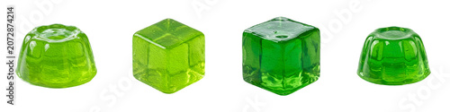 Fotografi Vibrant Green Jelly Candies: Assorted Gelatin Shapes for Sweet Treats, Desserts,