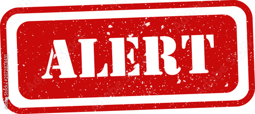 Foto Red alert stamp with white text on white background