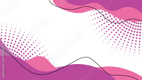 Abstract Background Featuring Pink and Purple Wavy Shapes with Halftone Dot Patterns on White Surface
