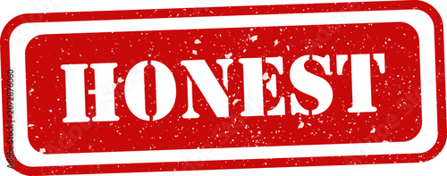 Tablou pe pânză Red rubber stamp with the word 'honest' isolated on white background for trust a