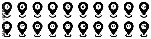 Valokuva Location, pin, map, marker, navigation, destination and waypoint icons for GPS, travel, routing and location services
