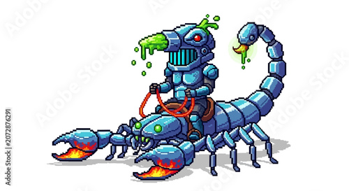 Cuadro en lienzo Robotic Scorpion Warrior Riding Mechanical Beast.