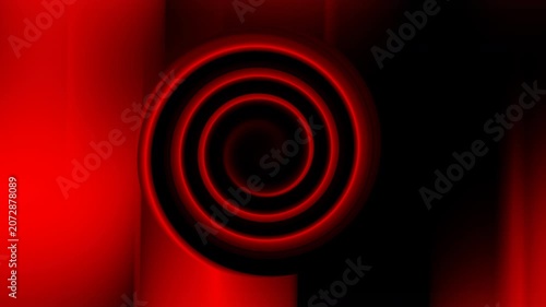 Red black round abstract spiral vortex background with bold concentric circles and dynamic modern visual depth