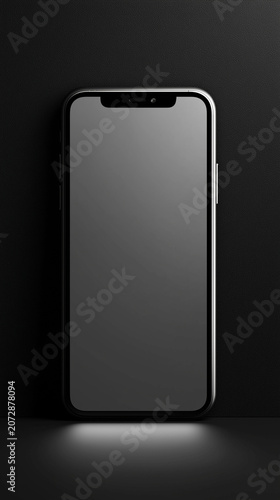 Minimalist Smartphone Mockup on Black Background Modern Mobile Device Display