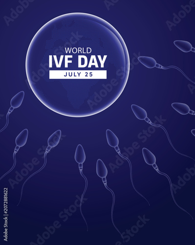 Tableau sur toile world IVF day July 25 With Floating Sperm to egg Awareness Poster Design