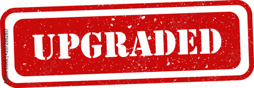 Fotografía Red 'upgraded' stamp with distressed texture on white background ideal for marke