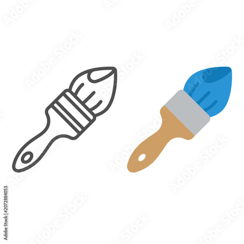 paintbrush icon in outline and solid fill styles for design