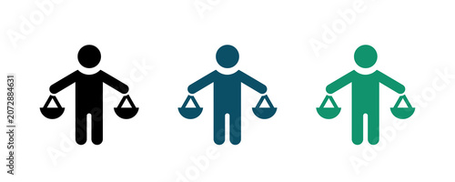 Set of Ethics Balance Icon Flat Vector. Clean and minimal graphic design.