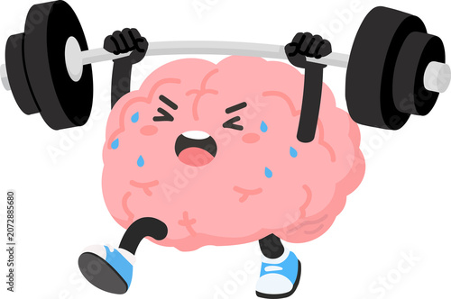 Strong Brain Character Lifting Heavy Weights