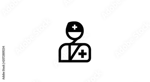 Medical professional icon depicted with cross symbol on a white background