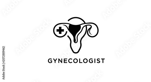Gynecology symbol with cross medical concept on white background