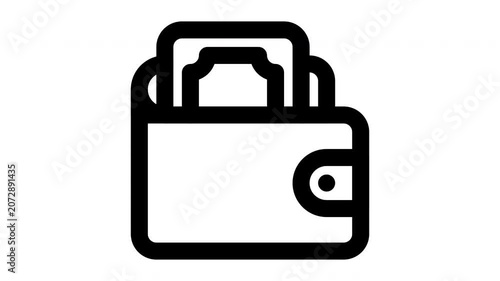 wallet animated Line Icons Premium 4K, Modern Minimal Outline Motion Graphics Collection