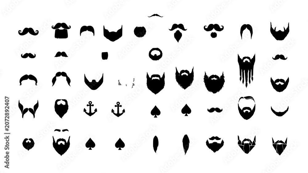 Obraz premium Icons Vector Illustration Sheet with Distinct Black and White Facial and Hat Emblems on White Background